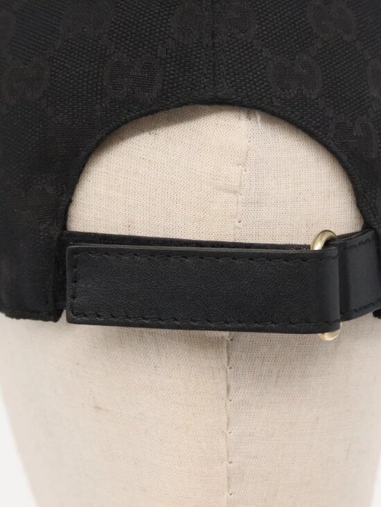 GUCCI Web Sherry Line GG Canvas Baseball Cap L Black 200035 204891 Auth ki6381